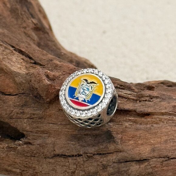 Pandora Ecuador Flag Exclusive Bead S925 Silver Charm For Bracelet - Picture 1 of 4